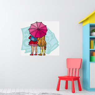 Mädchen unter einem Schirmplakat Poster