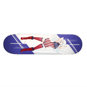 Mädchen USA Manga kleidete in der Flagge - Amerik Skateboard
