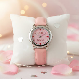 Mädchen Valentinstagsthemen Name und Datum Armbanduhr