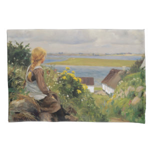 Mädchen verloren in Gedanken (von H.A. Brendekilde Kissenbezug