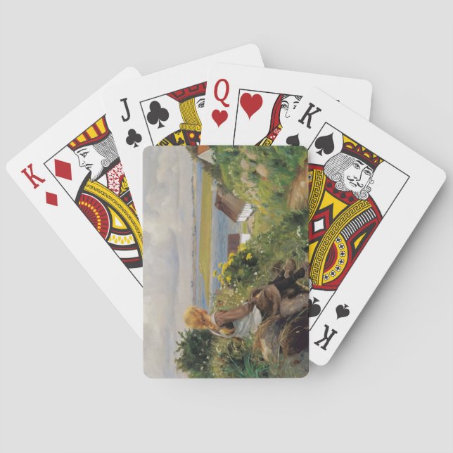 Mädchen verloren in Gedanken (von H.A. Brendekilde Spielkarten (Rückseite)