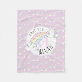 Mädchen versteckt Monogramm Doodle Regenbogenname  Fleecedecke