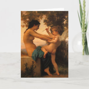 Mädchen verteidigt sich gegen Cupid von Bouguereau Karte