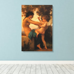 Mädchen verteidigt sich gegen Cupid von Bouguereau Leinwanddruck