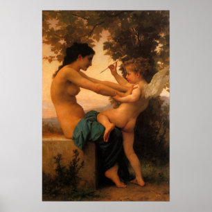Mädchen verteidigt sich gegen Cupid von Bouguereau Poster