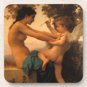 Mädchen verteidigt sich gegen Cupid von Bouguereau Untersetzer