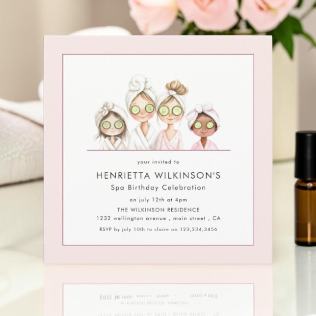 Mädchen Verwöhnparty Spa Geburtstagseinladung (Von Creator hochgeladen)