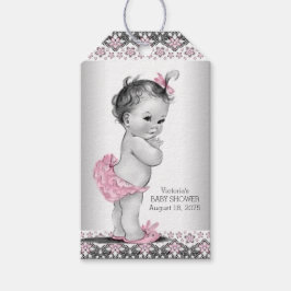 Mädchen Vintag Pink Black Baby Dusche Geschenkanhänger