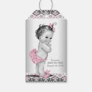 Mädchen Vintag Pink Black Baby Dusche Geschenkanhänger