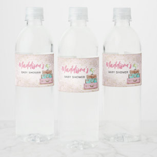 Mädchen Vintage-Abenteuer beginnt Baby-Party Wasserflaschenetikett