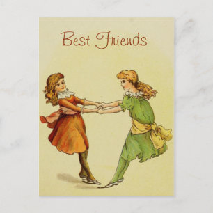 Mädchen Vintage Beste Freundinnen Postkarte