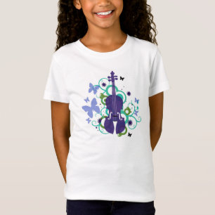 Mädchen-Violinen-Flattern-Fliegen-T - Shirt