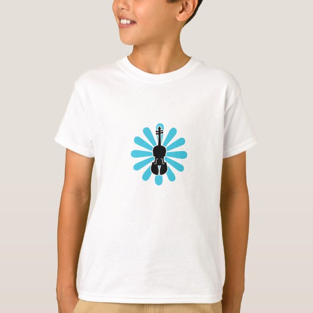 Mädchen-Violinen-T - Shirt mit Blume (Vorderseite)