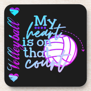 Mädchen Volleyball Mein Herz ist auf diesem Court Getränkeuntersetzer