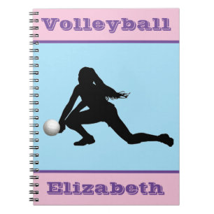 Mädchen Volleyball Pink, Blau, Lila Notebook Notizblock