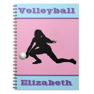 Mädchen Volleyball Pink, Blau, Lila Notebook Notizblock