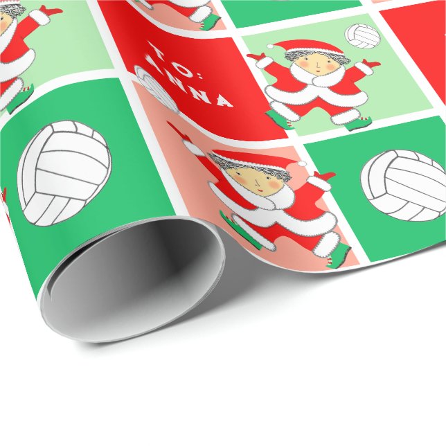 Mädchen Volleyball Weihnachten Geschenkpapier (Rolleneckpunkt)