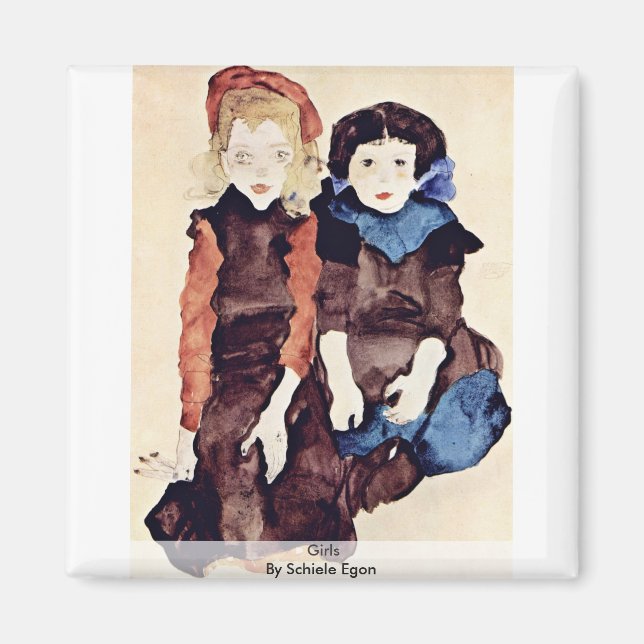 Mädchen von Schiele Egon Magnet (Vorne)