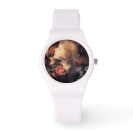 Mädchen wählen eine schöne Blume (von G.F. Watts) Armbanduhr