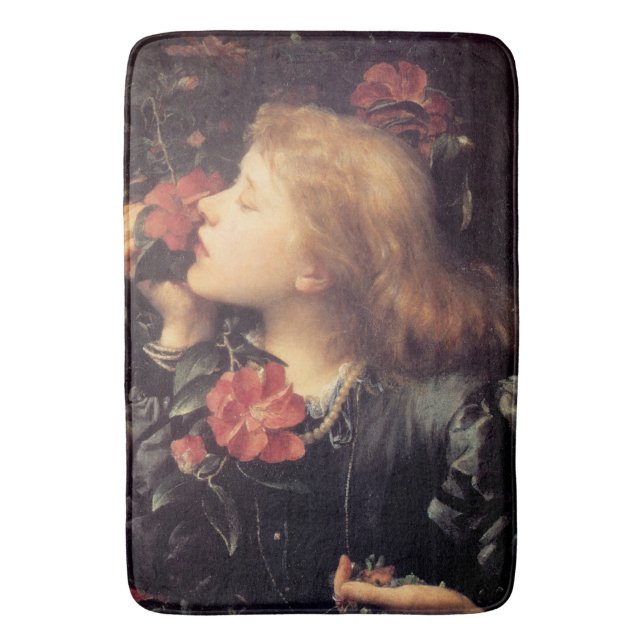 Mädchen wählen eine schöne Blume (von G.F. Watts) Badematte (Vorderseite Vertikal)
