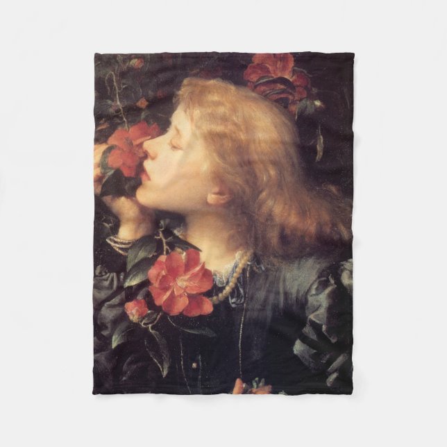 Mädchen wählen eine schöne Blume (von G.F. Watts) Fleecedecke (Vorderseite)