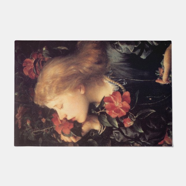 Mädchen wählen eine schöne Blume (von G.F. Watts) Fußmatte (Vorderseite)
