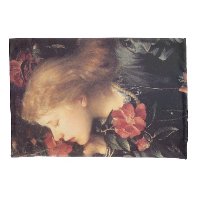 Mädchen wählen eine schöne Blume (von G.F. Watts) Kissenbezug (Vorderseite-Links)