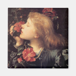 Mädchen wählen eine schöne Blume (von G.F. Watts) Magnet