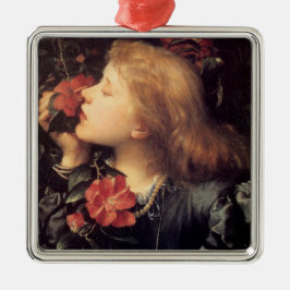 Mädchen wählen eine schöne Blume (von G.F. Watts) Ornament Aus Metall