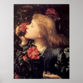Mädchen wählen eine schöne Blume (von G.F. Watts) Poster