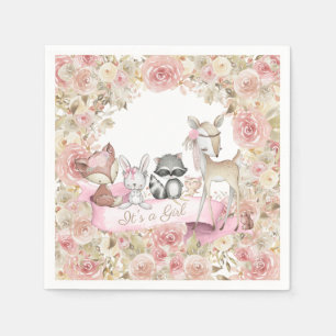 Mädchen Wald Baby Shower Serviette