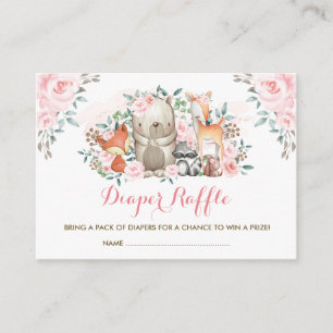 Mädchen-Waldrosa-Rosen-Baby-Tier-WindelRaffle Begleitkarte