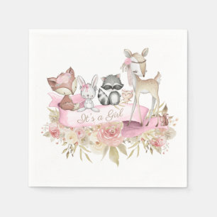 Mädchen Waldtier Baby Shower Serviette