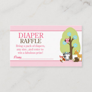 Mädchen Waldtiere Baby Shower Windel-Raffle Begleitkarte