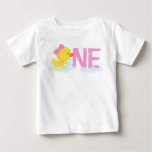 Mädchen Wasserfarbe Gummiente ONE + Name auf der R Baby T-shirt