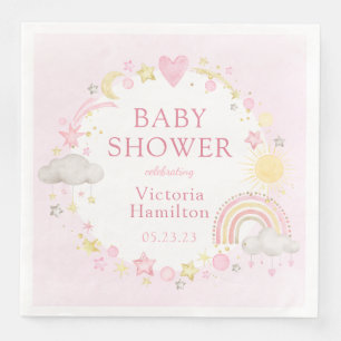 Mädchen Wasserfarbe Regenbogen Baby Shower Serviette