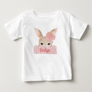 Mädchen Wasserfarben Rosa Osterhase  Baby T-shirt