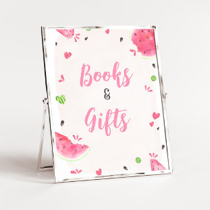 Mädchen Wassermelone Baby Shower Bücher und Gesche Poster