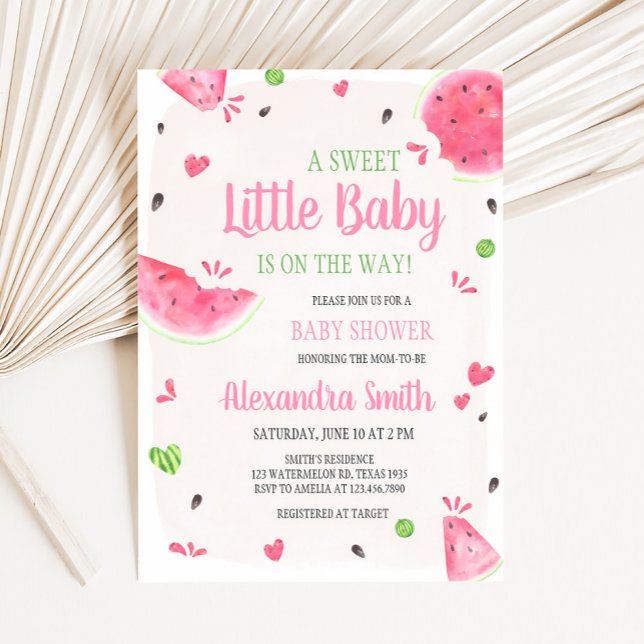 Mädchen Wassermelone Baby Shower Einladung (Sweet Little Baby Shower Invitation)