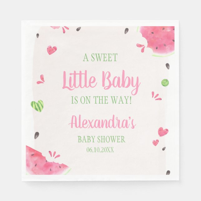 Mädchen Wassermelone Baby Shower Serviette (Vorderseite)