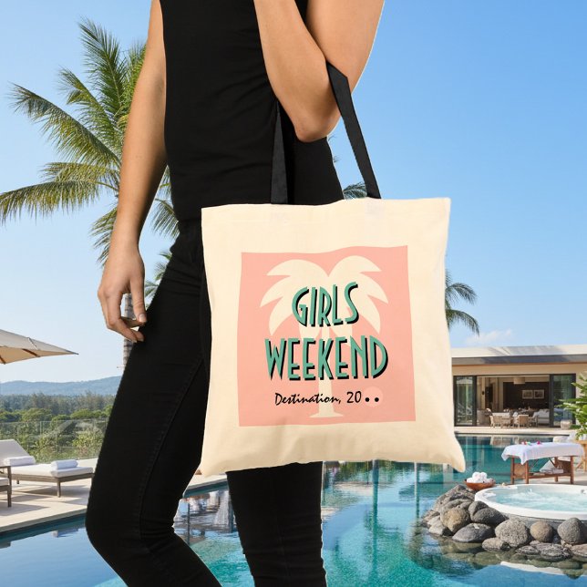 Mädchen weekend korallenrote rosa Palme der Tragetasche (girls weekend tote bag)