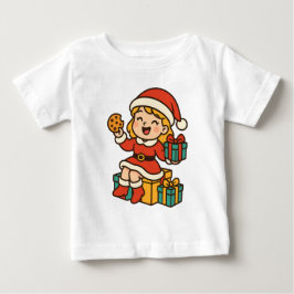 Mädchen-Weihnachtsmann mit Keksen und Geschenken Baby T-shirt
