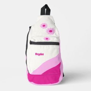 Mädchen weiß rosa Gänseblümchen einfach Crossbody Bag