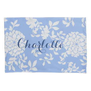 Mädchen, Weiße und Blaue Blüte Kissenbezug