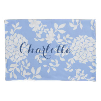 Mädchen, Weiße und Blaue Blüte Kissenbezug