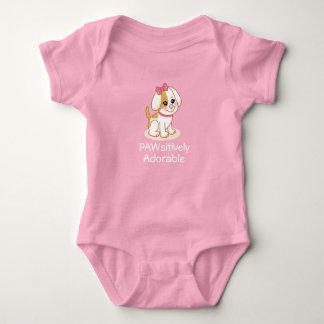 Mädchen Welpe Hund mit rosa Schleife Baby Bodysuit Strampler