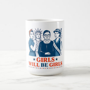 Mädchen werden Girls Patriotic Feminist 4. Juli Kaffeetasse