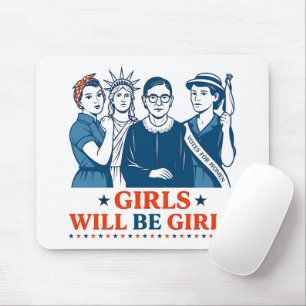 Mädchen werden Girls Patriotic Feminist 4. Juli Mousepad