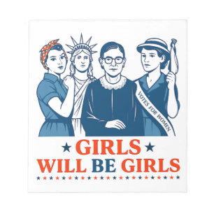 Mädchen werden Girls Patriotic Feminist 4. Juli Notizblock