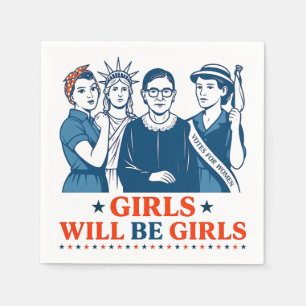 Mädchen werden Girls Patriotic Feminist 4. Juli Serviette